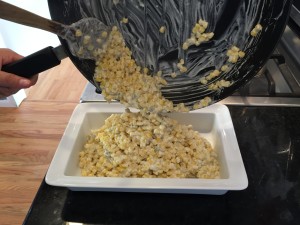 corn and green chili, ready for the oven