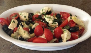 tomato and artichoke salad served